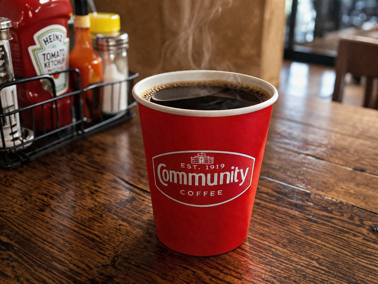 Hot cup of morning coffee